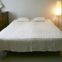Linen Bedcover. White 200x235