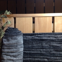 Sauna Seat Cover, Long Black Linen with Wide Pleats