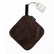 Leather Pot Holder, dark brown glossy