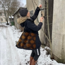 Tote bag XL, with a brown pattern