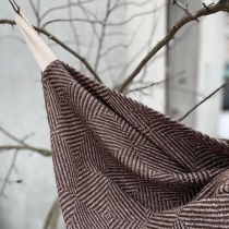 Big Linen Towel. Brown Checkered Fishbone Pattern