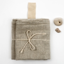 Big Linen Towel. Gray with Fishbone Pattern