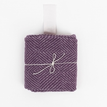 Big Linen Towel. Purple Checkered Fishbone Pattern