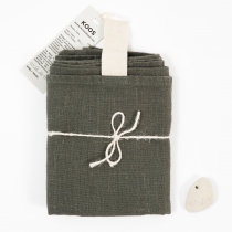 Big Linen Towel. Dark Green with White Hanger