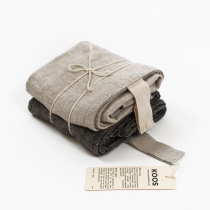 Towel set: black and linen gray fishbone