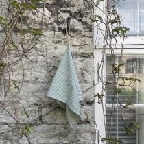 Linen Small Light Green Towel, striped