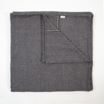 Linen Bedcover. Big, Gray Fishbone Pattern 280 x 280